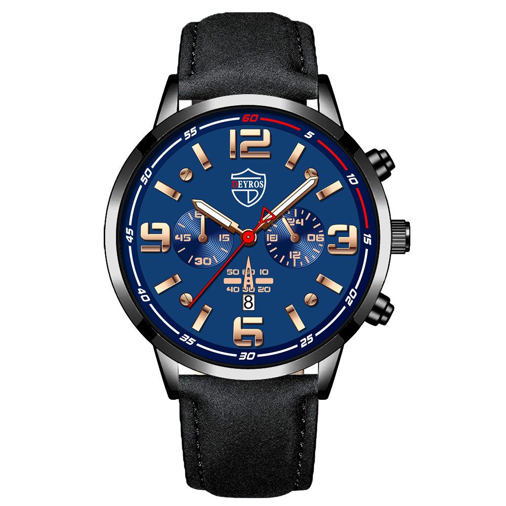 Fashion Men's Watch Fashion Leather Quartz Watch Large Dial Digital Watch Classic Business Watch Men's Calendar Watch Student Men's Watch