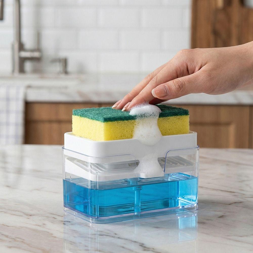 Press Type Sink Drain Soap Dispenser Sponge Holder Kitchen Detergent Container Kitchen Use