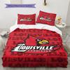 Louisville Cardinals Logo Pattern Bedding Set Quilt Cover Pillowcase Home Decor Gift (1 * Duvet Cover + 2 * Pillowcase, Without Core)