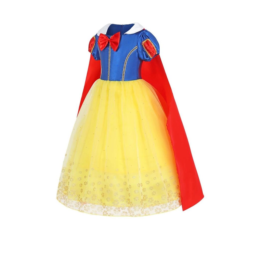Snow White Princess Dress with Cape and Bow Accessory Yellow 2-3 Years Kids Costume