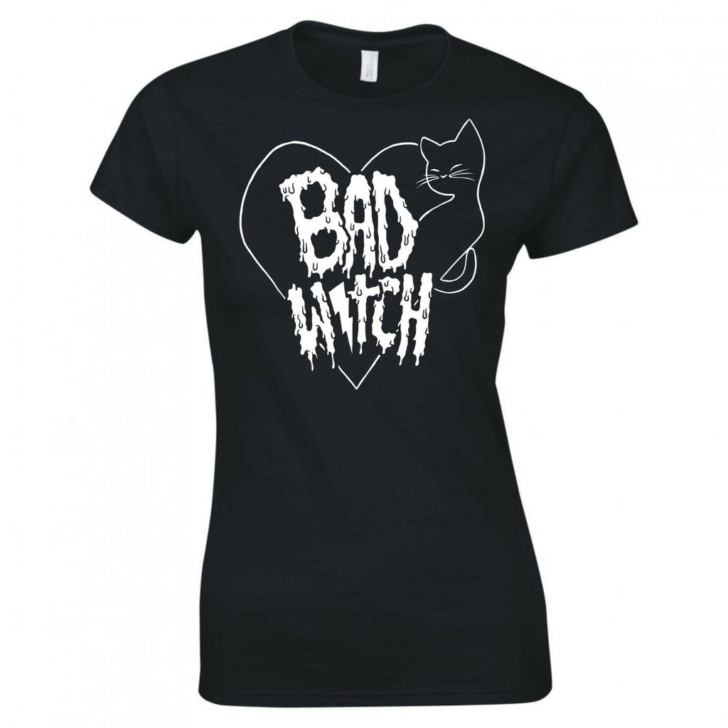 Funny Goth Bad Witch Ladies Skinny Fit Tshirt