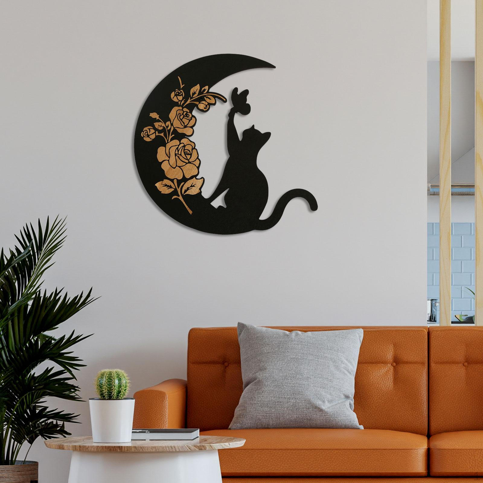 

Деревянный Лунный Кот Арт Настенный Декор Креативный Современный Декоративный Орнамент