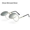 90's Retro Shades Round Steampunk Sun Glasses Flip Up Sunglasses Costume Glasses for Women & Men UV400 Protection Eyewear