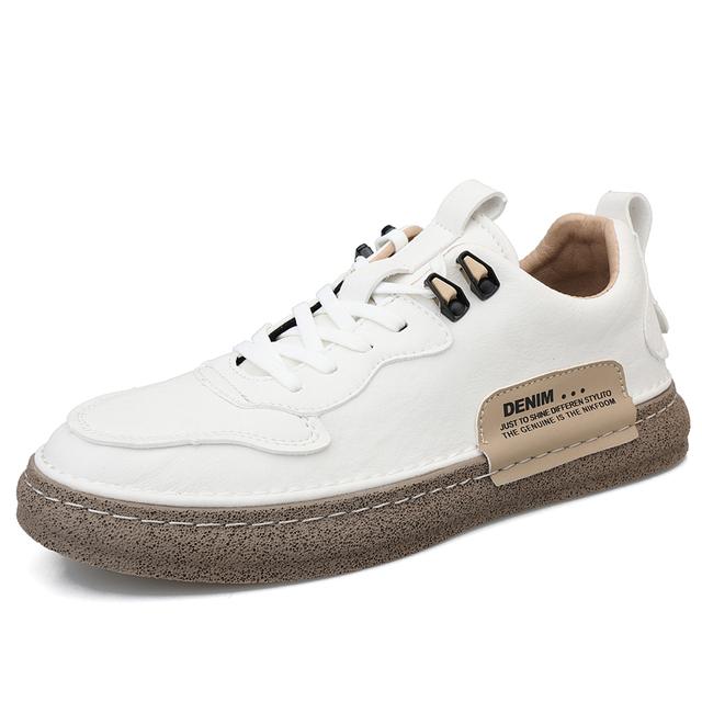 

Мужские кроссовки, новые мужские легкие легкие туфли на плоской подошве, повседневные белые туфли для мужчин, дышащая мужская обувь, кожаная модная мужская обувь для скейтбординга 44