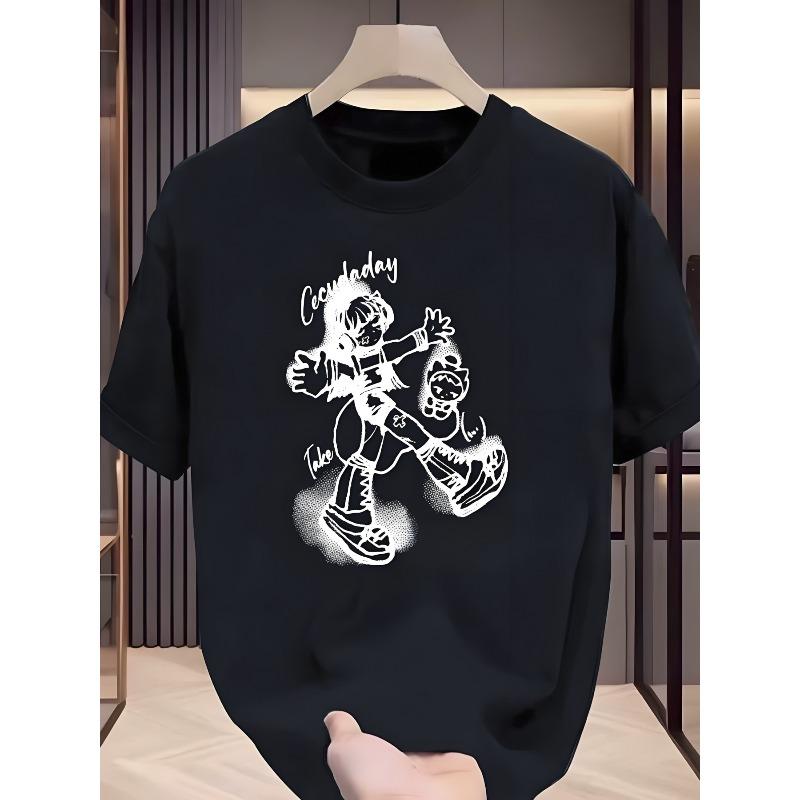 Men'S T-Shirt Featuring a Cartoon Girl Design | Printed Pattern Tee for Men | Retro Style | Ideal for Summer Outdoor Activities