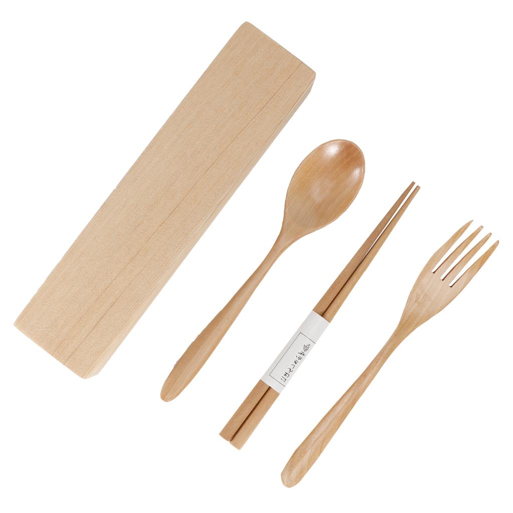 Tragbare Besteckbox Holz Essstäbchen Gabel Löffel Besteckset für Zuhause Reisegebrauch