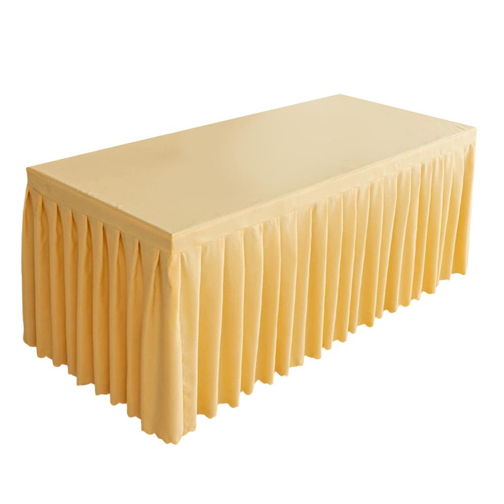 4FT Rectangular Polyester Tablecloth Wrinkle Resistant Table Skirt with Pleated Design for 120x60x75cm Tables Suitable for Event and Banquet Use