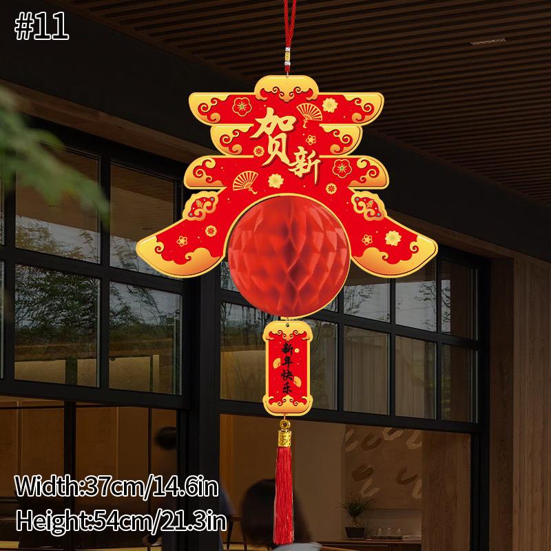 Chinese Red Lantern Traditional New Year Festival Hanging Decor Chinese Spring Festival Paper Honeycomb Lanterns