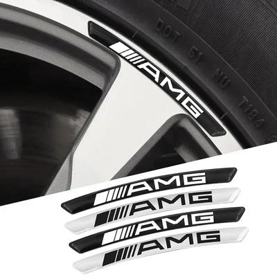 Car For AMG 4Pcs Car Wheel Badge Sticker Emblem Decoration for Mercedes Benz W124 W205 W211 W203 W204 W168 CLA CLK