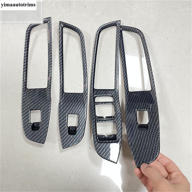 Inner Door Armrest Window Lift Button Control Panel Cover Trim Carbon Fiber / Matte Accessories Interior For MG ZS 2018 -