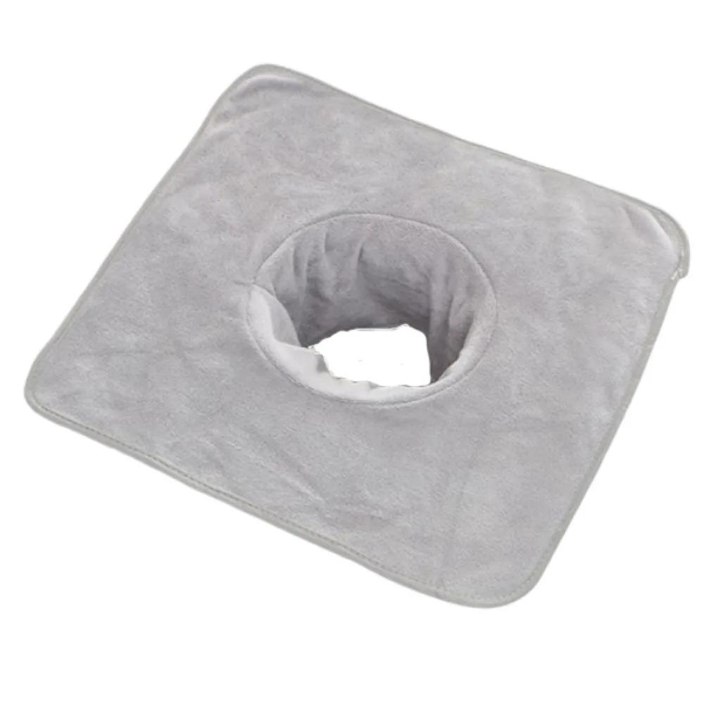 Serviette Visage Massage Épaisse Respirante Douce Serviette Salon de Beauté avec Trou Couleur Unie Coussinets Repose-Tête pour Salons de Beauté