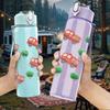 1PC Red Toy Truck Seamless Pattern 750ml Color Plastic Sports Water Bottle Leakproof Flip Straw Lid Suitable for Sports Office Home Use