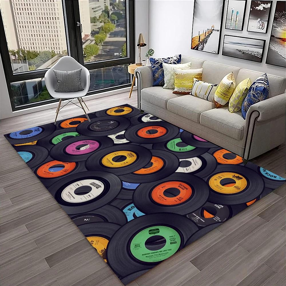 3D Retro Vinyl Record Music Art Carpet Rug for Home Living Room Bedroom Sofa Doormat Decor,Kid Play Area Rug Non-slip Floor Mat