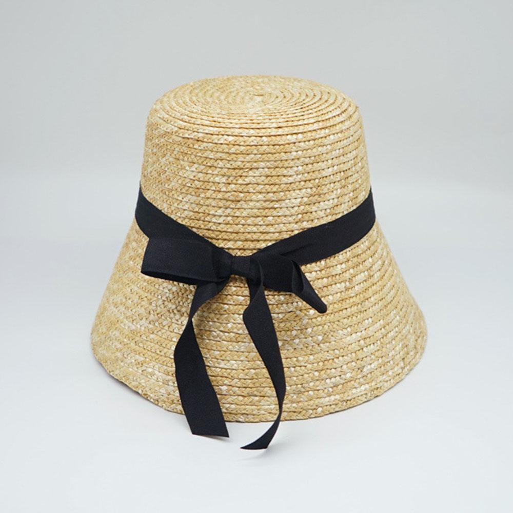 100% Natural Straw Bucket Hat for Women Summer Sun Protection Breathable Foldable Beach Hat Wide Brim UV Protection Travel Cap