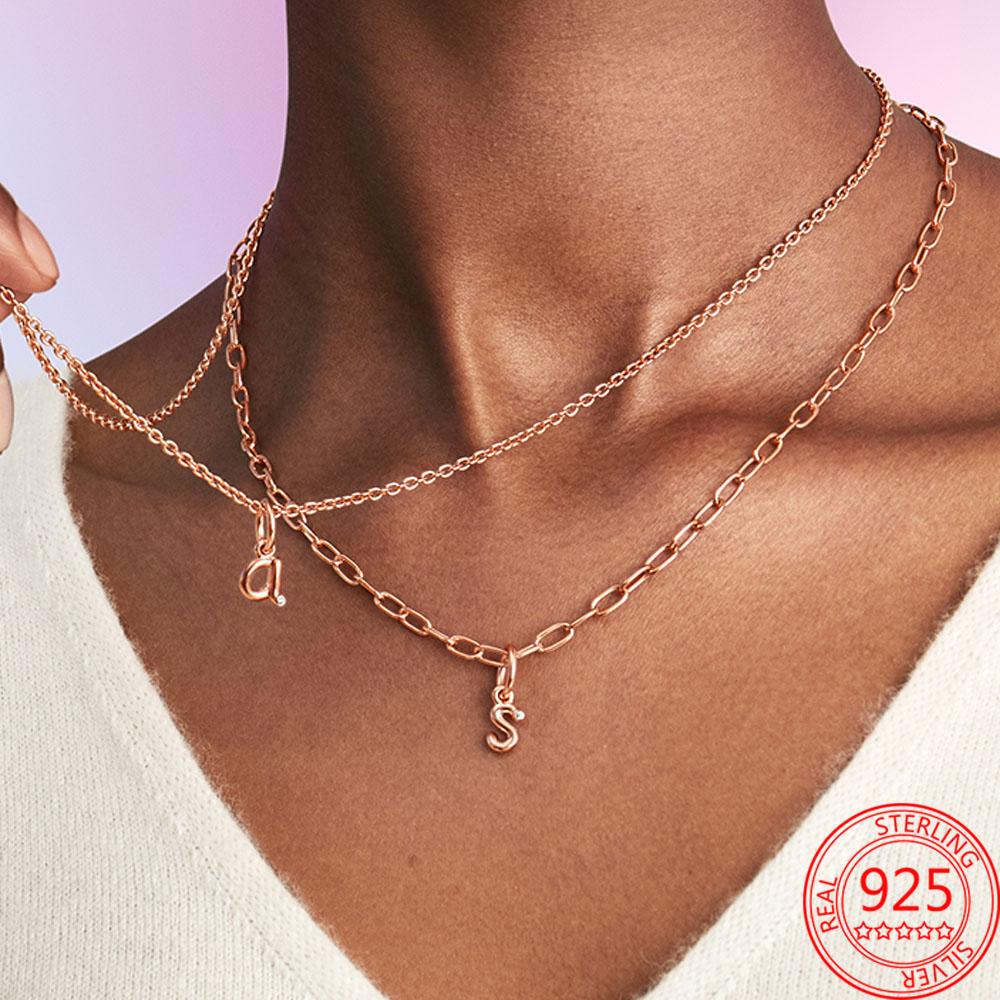 Argint Sterling S925 Charm Pandantiv Alfabet Script Litere A-Z Potrivit Brățară Originală Colier DIY Bijuterii
