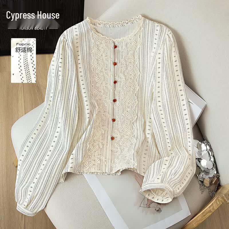 

Sibaishe Women s Fashion Button Crochet Long Sleeve Blouse L
