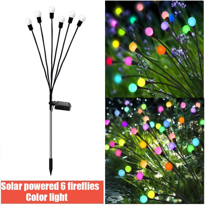 6/8/10 Pcs Solar Powered LED Firefly Garden Lawn Lights Waterproof Outdoor Decoration for Patio Festival Party Ground Plug Lamp