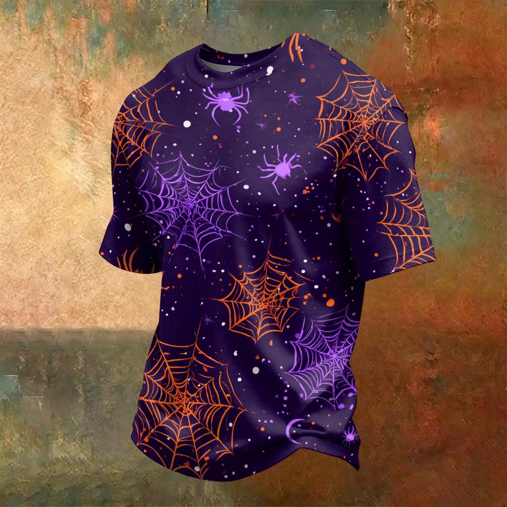 Men's Casual Halloween Printed Crew Neck Short Sleeve T Shirt Comfortable Fit Soft Fabric Lightweight Top