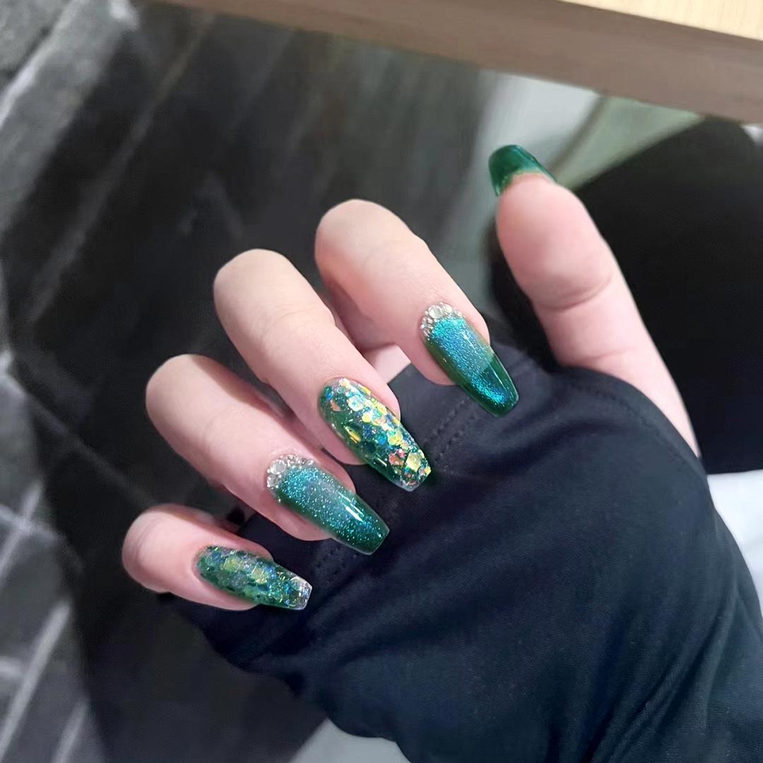 

A497 Handmade Wearable Cat Eye Aurora Glitter Nail Art Stickers