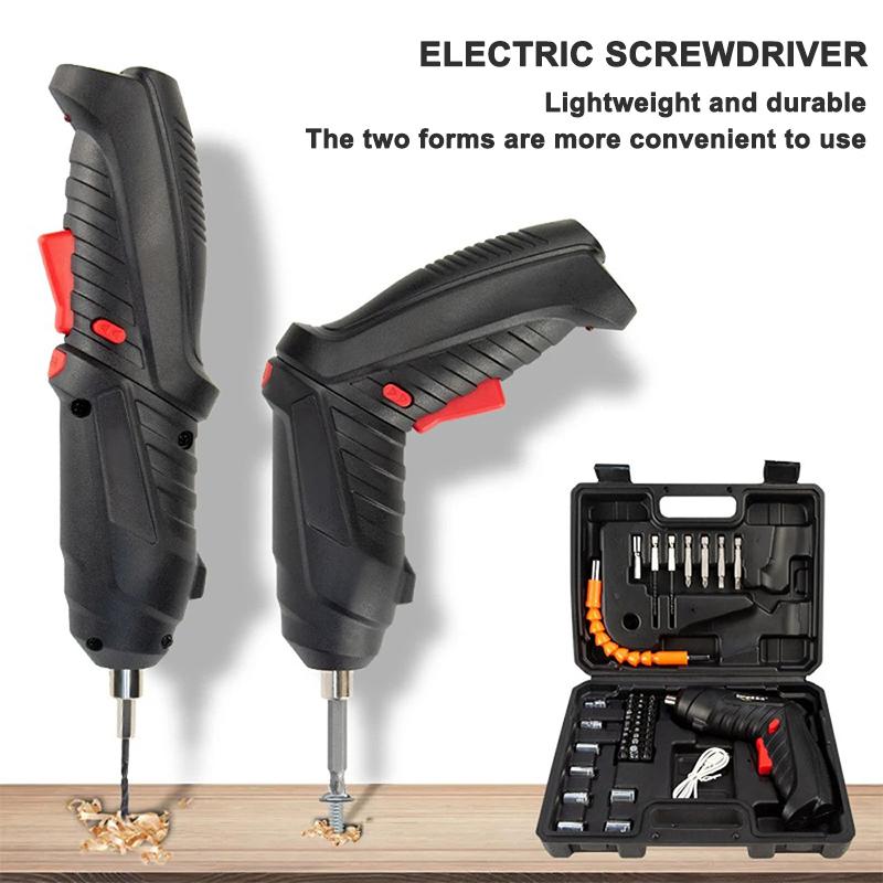 47PCS 3.6v Cordless Screwdriver Set with Rechargeable Lithium Battery Household Electric Drill Tool Kit for Maintenance Repair