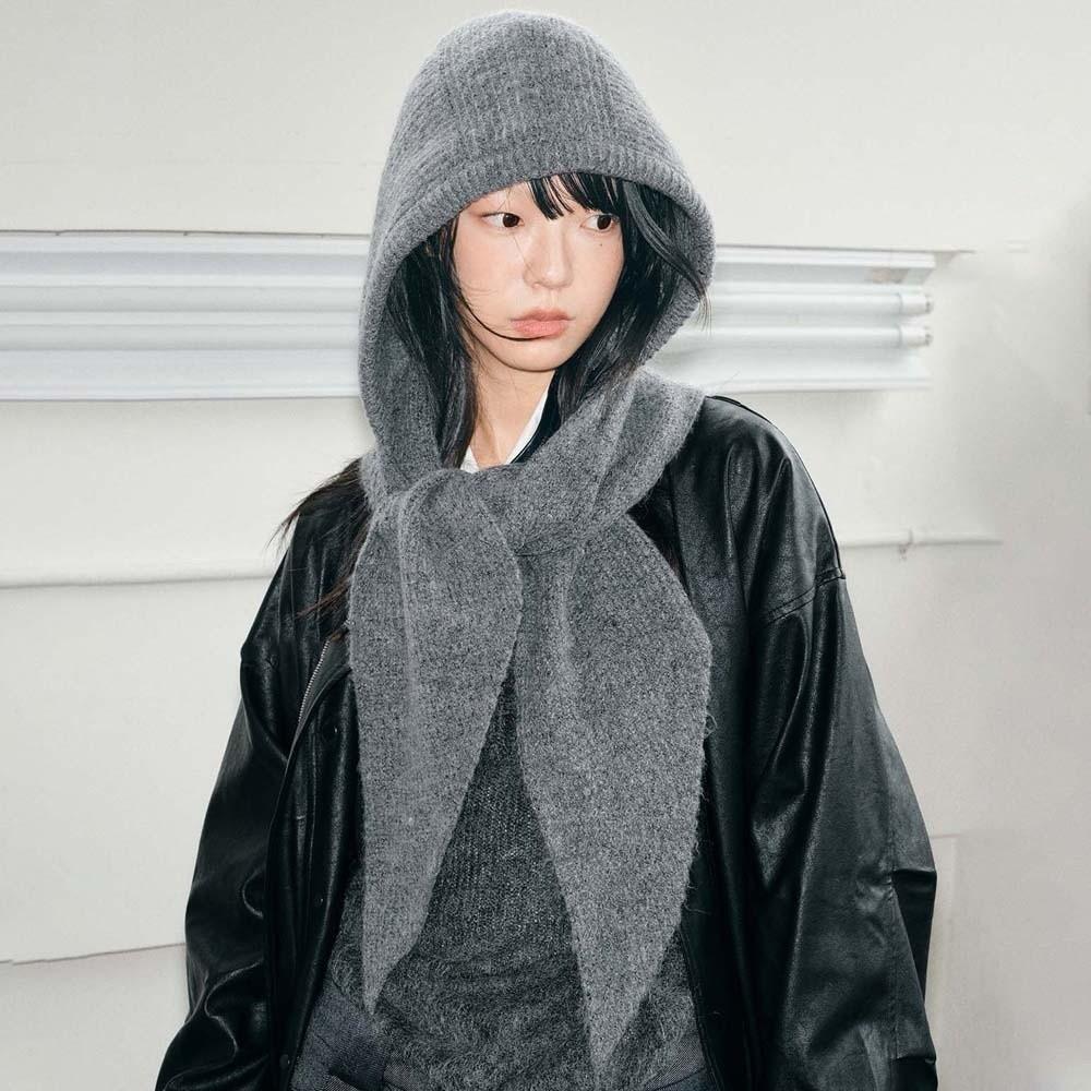 Soft Knitted Hooded Cap Triangular Winter Neckerchief Hat Versatile Neck Collar Beanies Cap Autumn