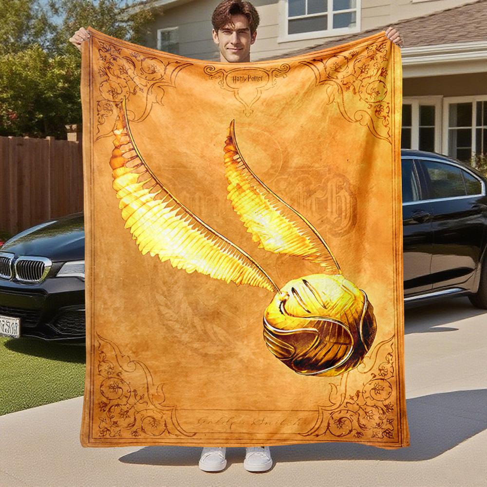 1pc Golden Snitch Harry Potter Outdoor Flannel Throw Blanket All Season Soft Warmth,Home Decor 1031218