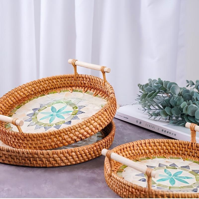 Rattan Woven Shell Fruit and Snack Basket