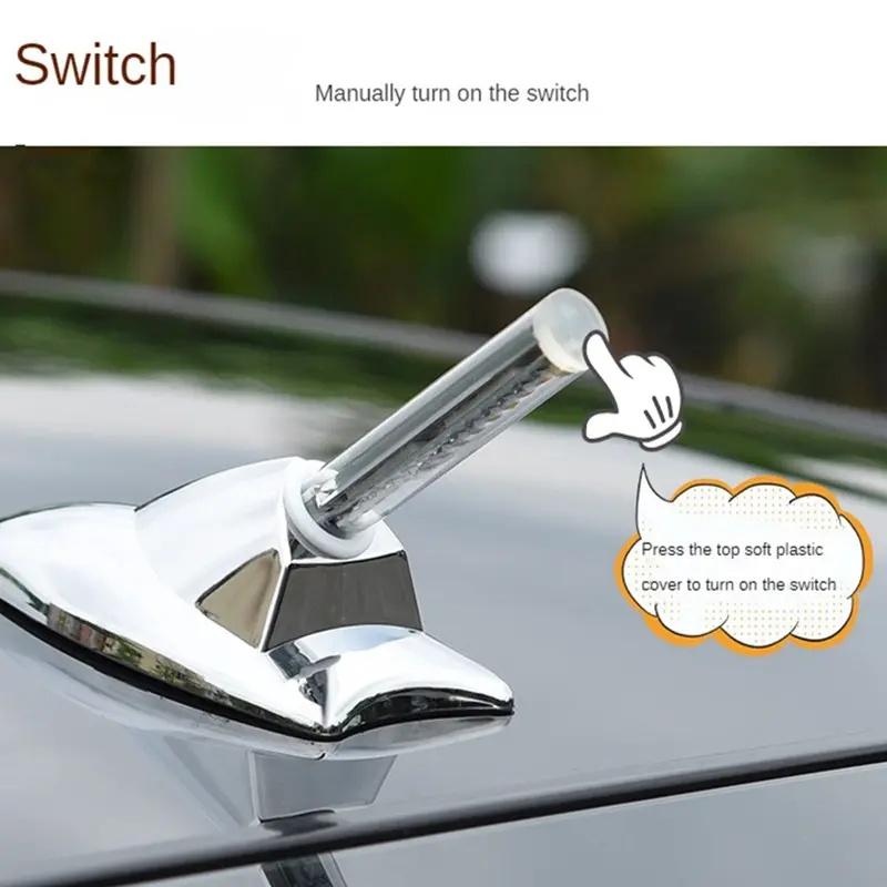 Car antenna top shark fin LED flash solar car collision light shark decoration universal roof SUV truck box exterior decoration