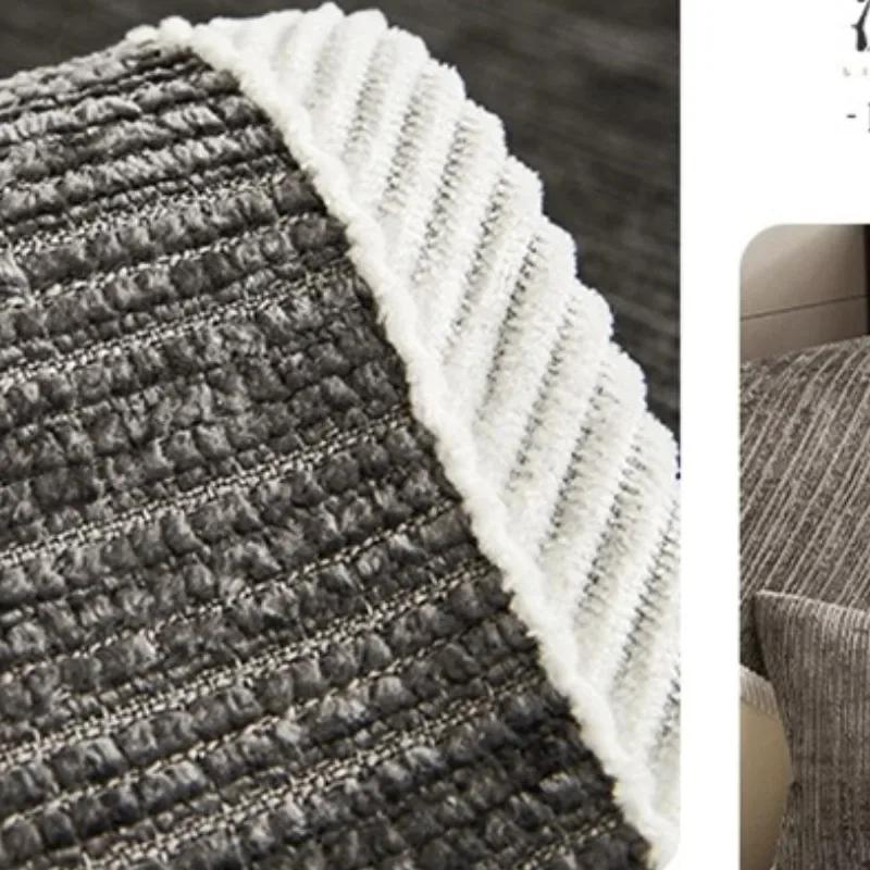 Neuer Chenille Sofaüberwurf Vier Jahreszeiten Universelle Sofapolster Einfarbig Gestreifte Sofamatte für Wohnzimmer Rutschfestes Sofakissen Zuhause