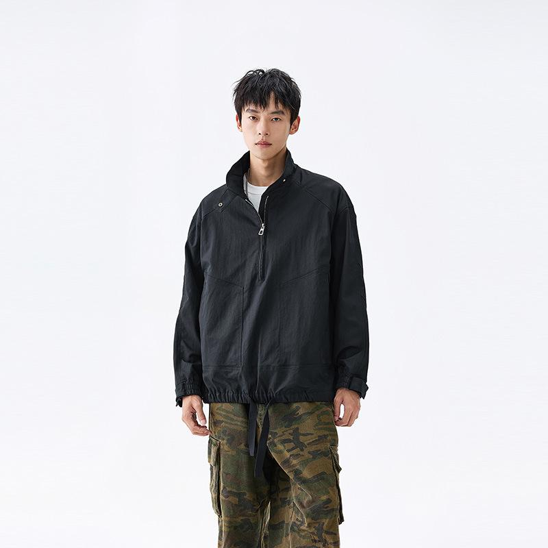 

Men s spring and autumn new jacket men s American stand-up collar couple retro loose ruffian men s jacket 3XL