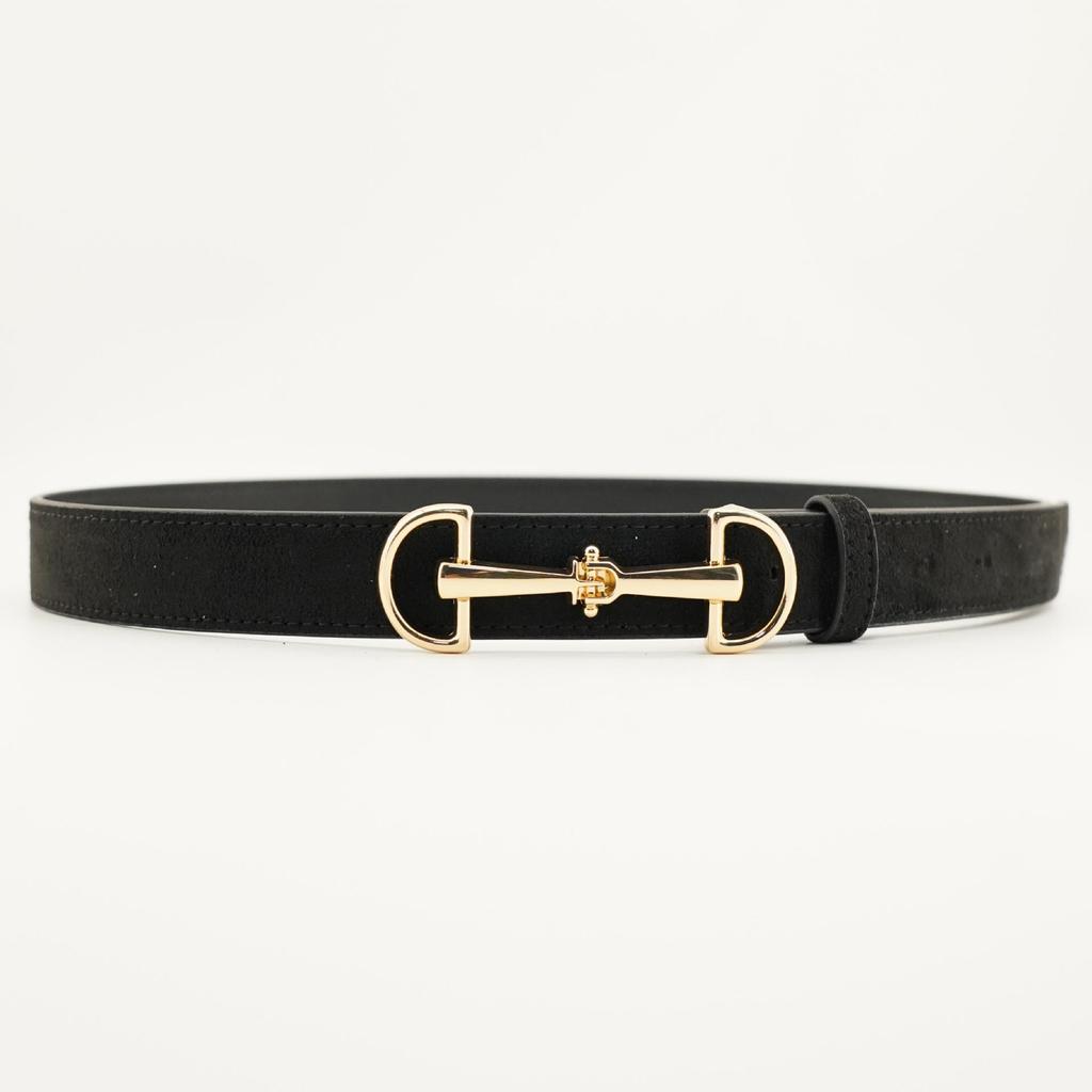 Retro Double Ring Snaffle Buckle Suede Belt for Women - Versatile Waist Cincher Accessory