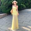 Mesh Tube Top Dress Women's Summer Sexy Babes Vacation Waist Hip Fishtail Long Skirt