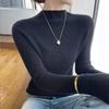 Women's Slim-Fit Wool Sweater - Autumn/Winter, Versatile Cashmere Knit, Half-High Collar