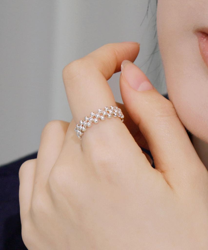 47Bag 925 Silver Silver Ball Lace Ring Tessa