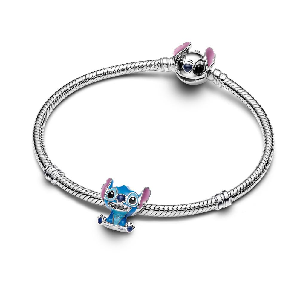 MINISO Disney Stitch Angel Charms Silber 925 Original Armband Schmuck Anhänger Passend für Damen Mädchen