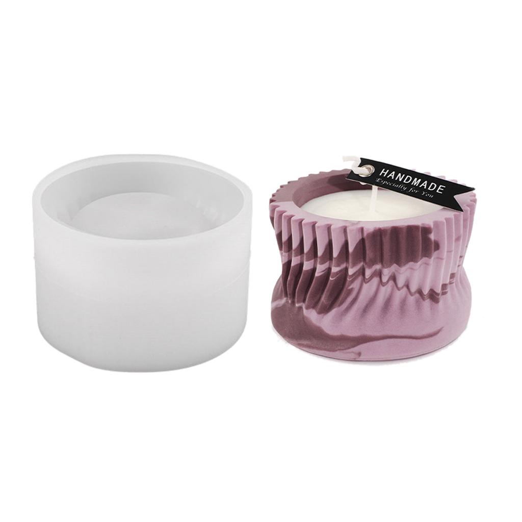Striped Cylinder Candlestick Molds Cylinder Candle Holder Molds for Making Candlestick Tealight Holder Room Decorations