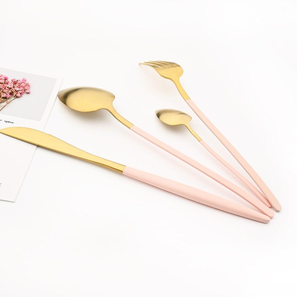 4/8/12/16 Pcs Gold 18/10 Stainless Steel Cutlery Flatware Set Matte Dinnerware Set Knives Fork Spoons Chopsticks Tableware Set