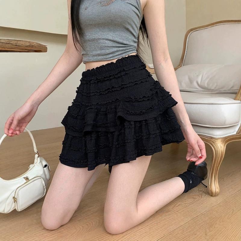 Purely desirable ballet-style sweet cake skirt women's clothing 2026 new high-waisted slimming A-line short skirt with anti-exposure design