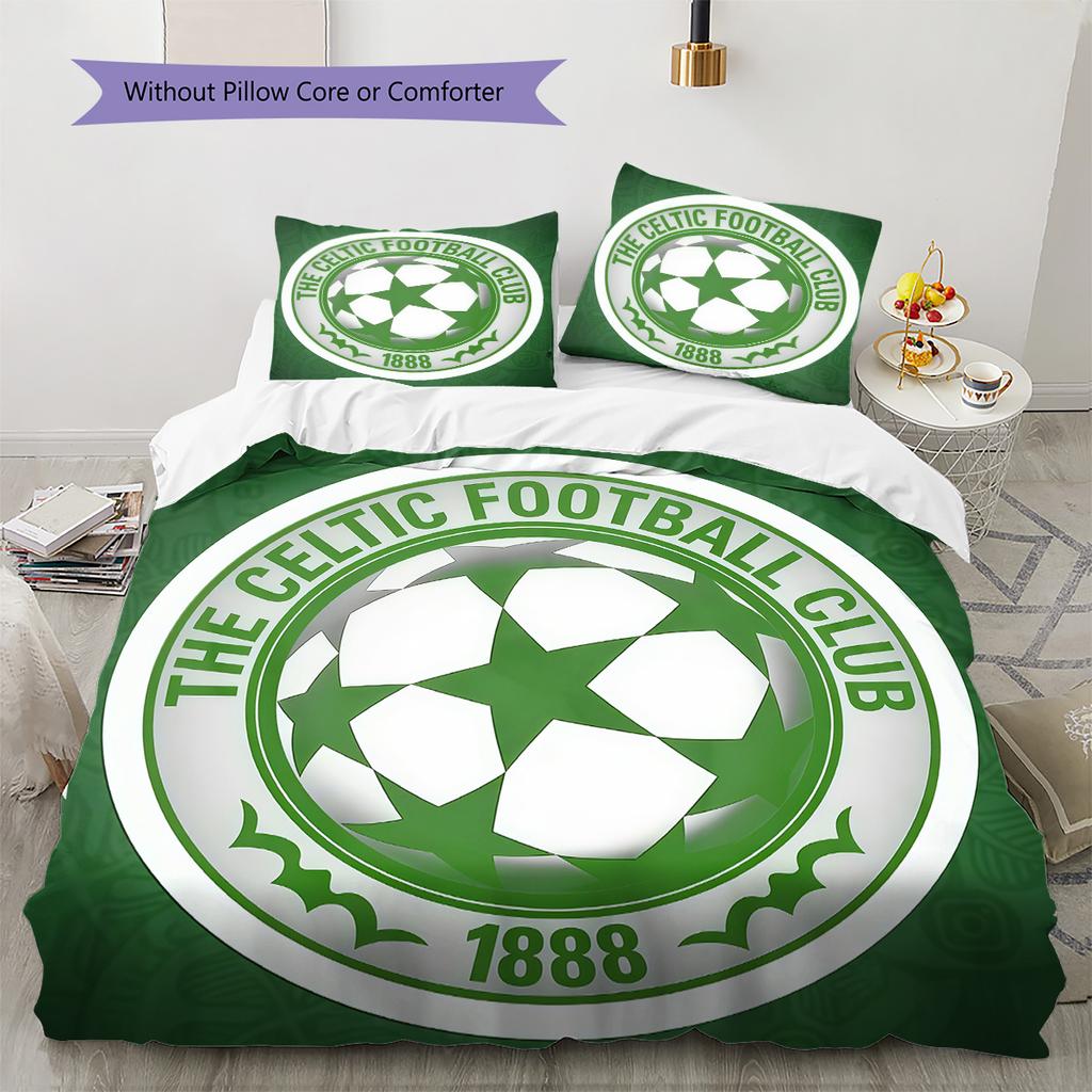 Celtic Football Club Bedding Quilt Set Quilt Cover Pillowcase Home Decoration Birthday Gift (1 * Duvet Cover + 2 * Pillowcase, Without Core)