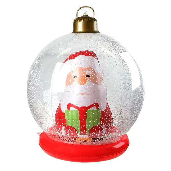 24 Inch Inflatable Christmas Ball Ornament Large Clear Blow Up Ball Christmas Decoration with Snowman Santa Tree Inside for Holiday Yard Lawn Decor