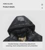 Schwarze und goldene Daunenjacke mit Kapuze für Herren: Neue trendige, dicke, warme, lockere Passform