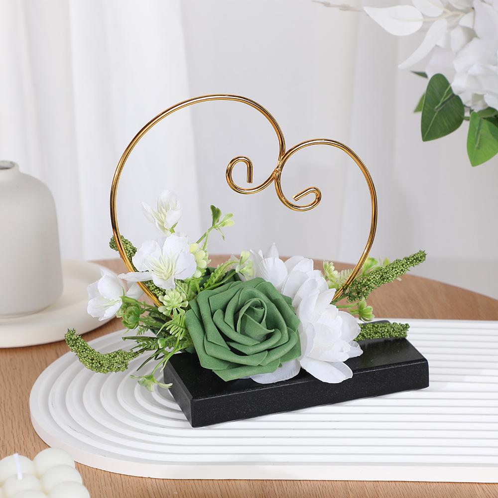1Pc Nordic Artificial Flower Iron Storage Ornaments Retro Love Ring Rack