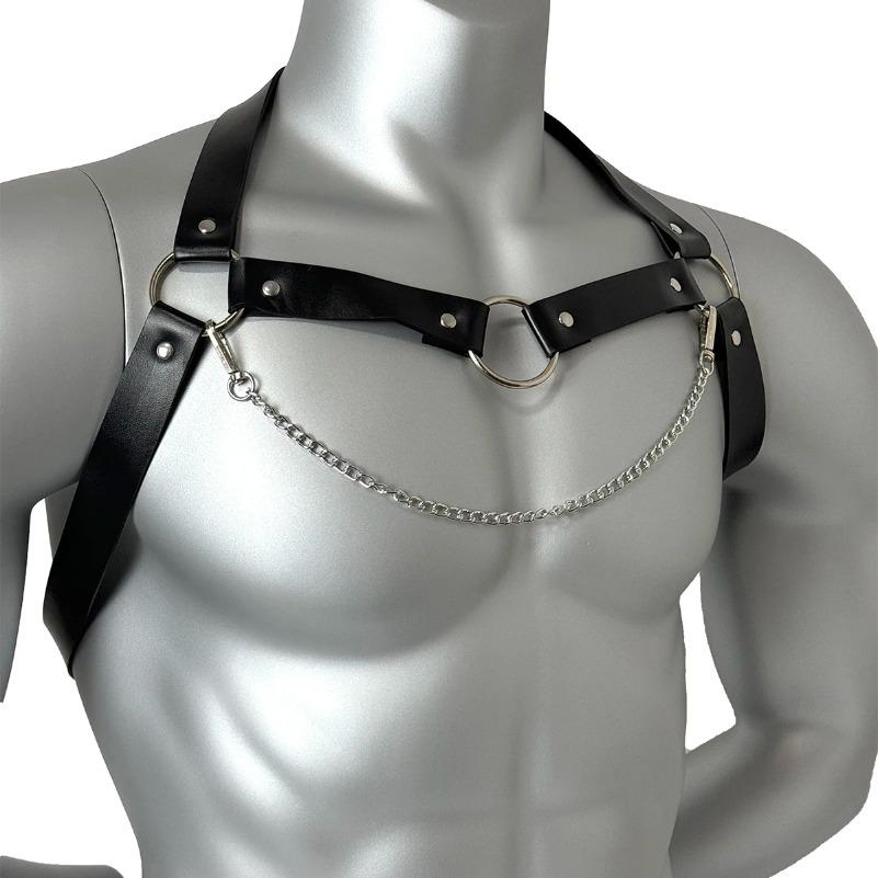 Fashion Sexy Harness Pu Leather Bondage Lingerie Adjustable Chest Belt Bdsm Gay Sex Exotic Accessories Fetish Clothing for Men