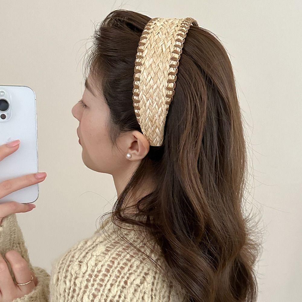 Woven Raffia Grass Hairband Bohemia Bohemian Style Hair Hoop Fashion Straw Weave Headband Makeup