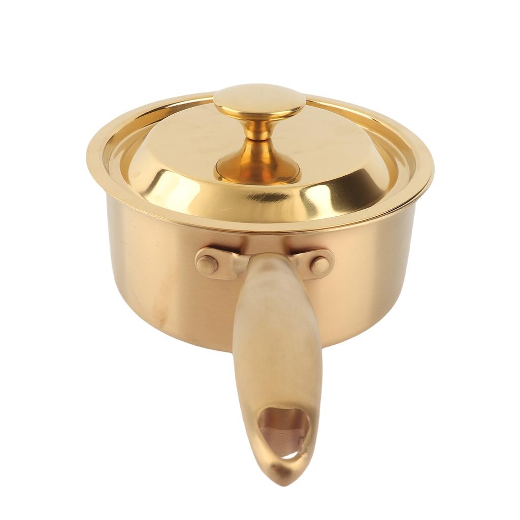 Stainless Steel Thickened Milk Pot with Lid Compound 3‑Layer Bottom Complementary Food Pot