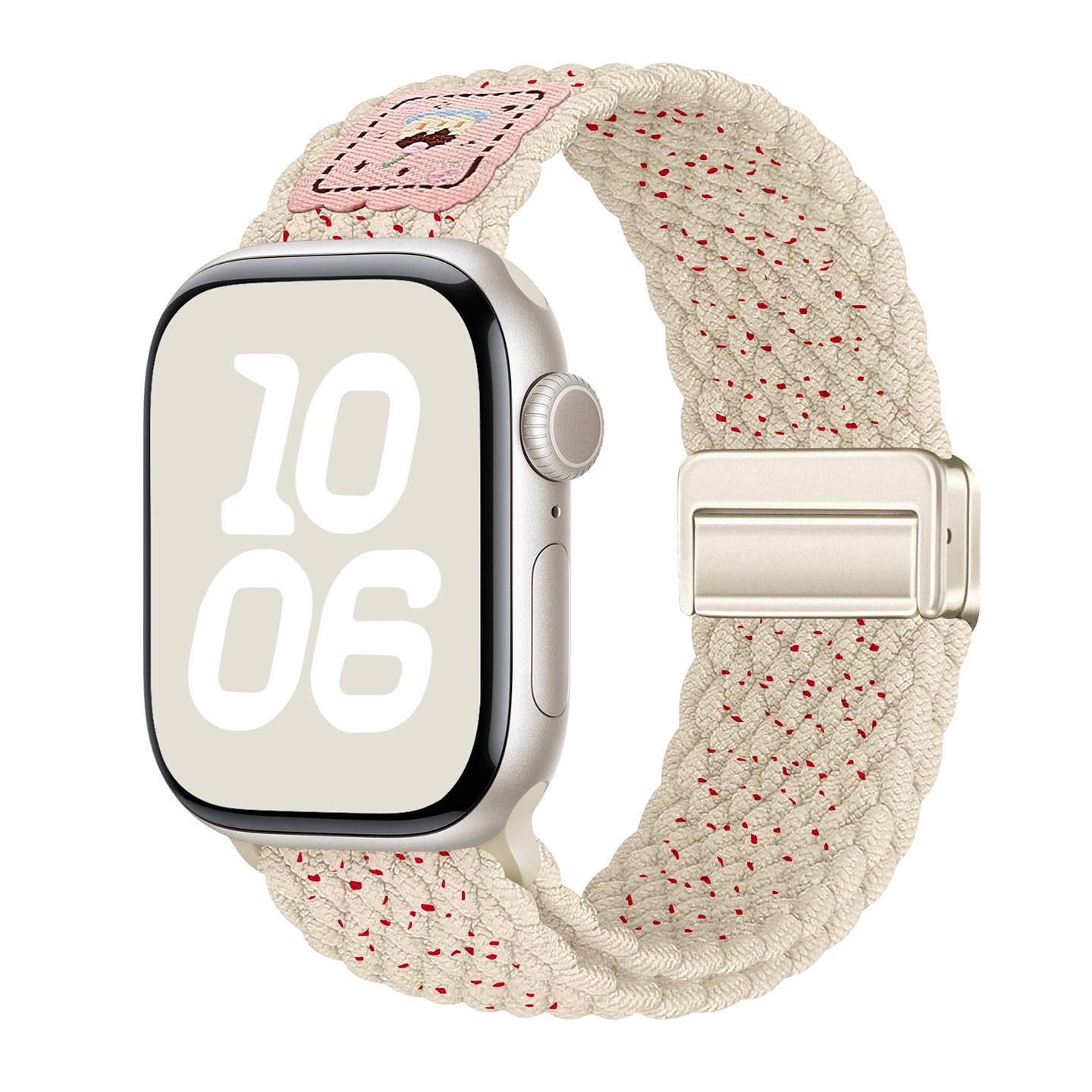 

Nylon Strap for Apple Watch Series 10 Ultra 9 8 7 SE 6 5 4 3 2 1 46mm 49mm 45mm 44mm 42mm Magnetic Buckle Braided Watch Band Cherry