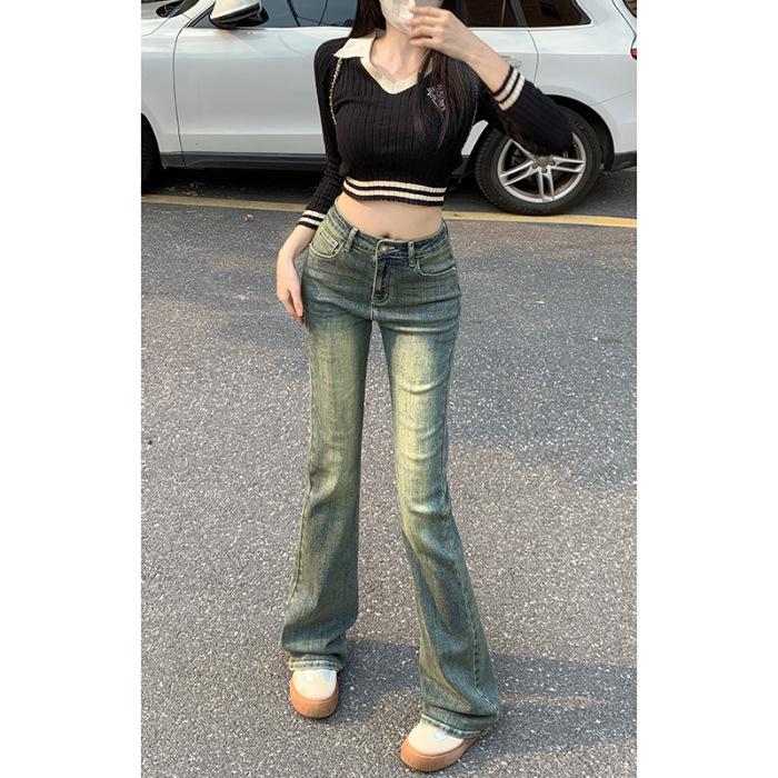 

Retro High Street Old Washing Jeans for Women XL