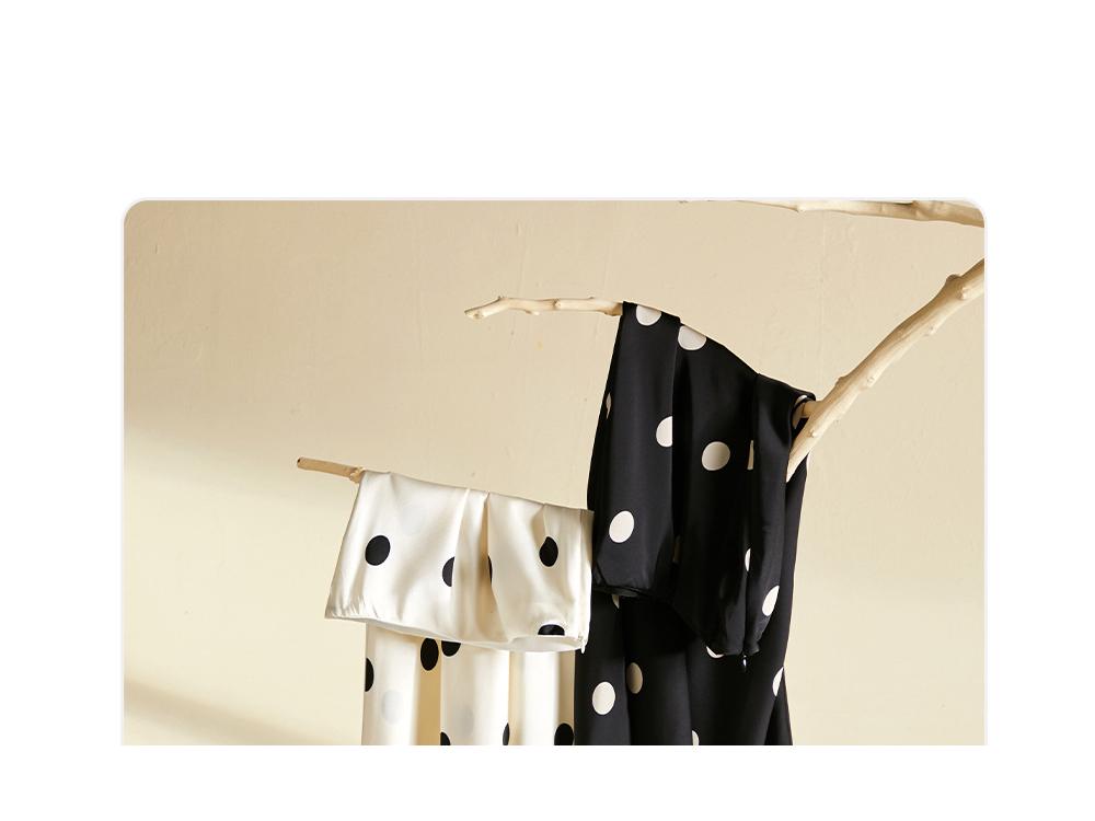 Dámská retro saténová sukně střední délky s puntíky a rybím ocasem - Kolekce léto 2025