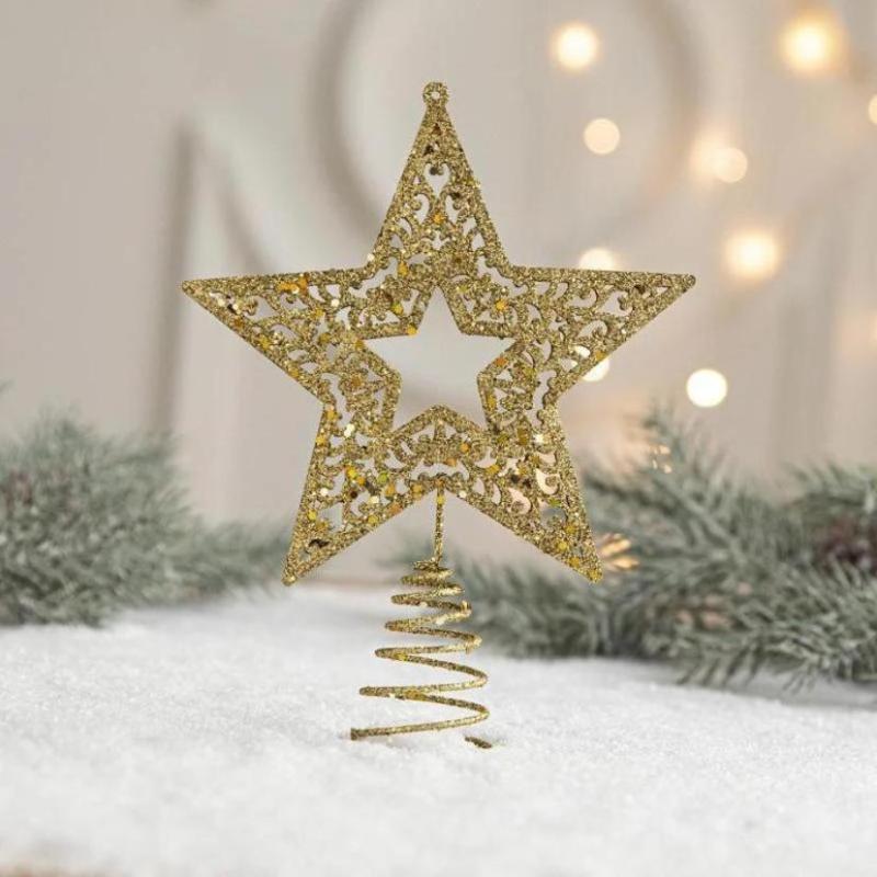 Christmas Tree Top Star Iron Decoration Pentagram Christmas Sequin Star Decoration Hanging Decoration Christmas Decor Ornaments
