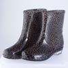 Water Shoes Medium and Low Tube Rain Shoes Women's Short Rain Boots Half Tube Water Boots Flower Cloth Adult Plus Cotton Lint Rainproof